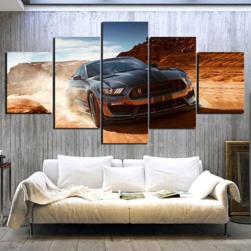 Wall Art Canvas HD Printed 5pcs Modern Ford Mustang Luxury Car Poster Living Room Home Decor Painting Modular Picture Decoration