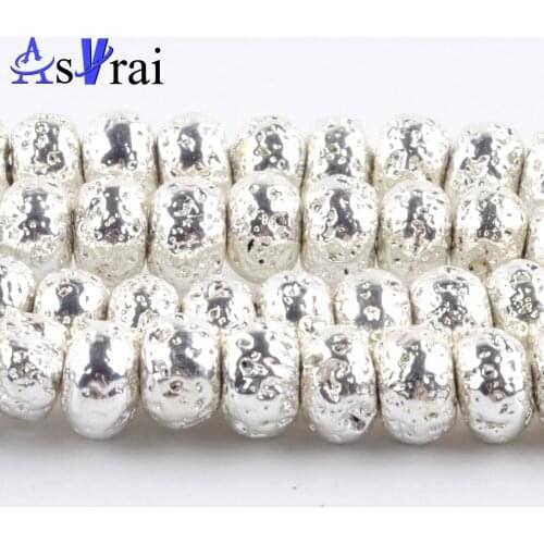 Natural Stone 6 8 10mm Silver Plated Lava Hematite Abacus Beads For Jewelry Making Loose Spacer Beads DIY Bracelet Necklace 15"