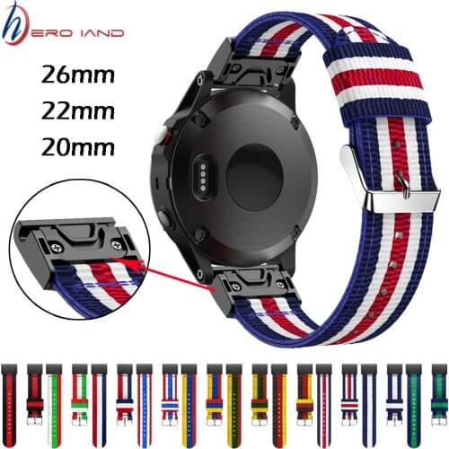 Nylon Band Watchband Strap for Garmin Fenix 5/5X/5S Plus 6/6X/6S Smart Bracelet 20mm 22mm 26mm Quick Fit Wristband Strap Correa