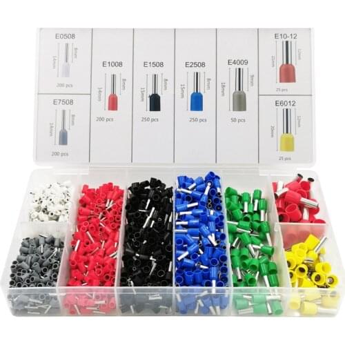 Box-packed Crimping Insulated Tube Terminals Set Wiring Connector Crimp E0508 E7508 E1008 E1508 E2508 E4009 E6012 E1012