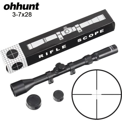 Ohhunt 3-7x28 Hunting Rifle Scope Fine Duplex Wire Reticle RifleScope Tactical Optical Sights with 11mm Rings for Airsoft Airgun
