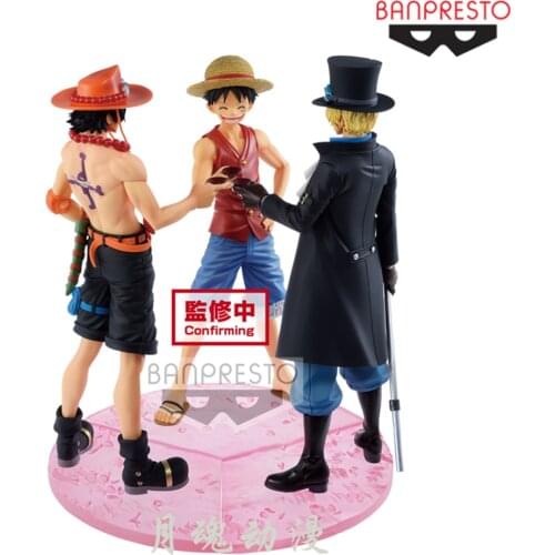 Tronzo Original 15cm BANDAI ONE PIECE Brothers Worship Ace Sabo Luffy PVC Action Figure Collectible Model Toys Gifts For Boys