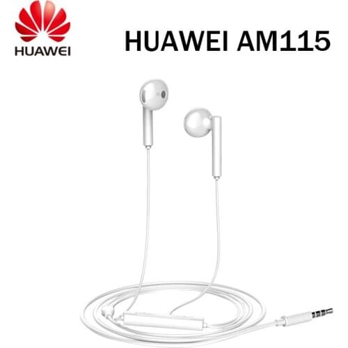 Original HUAWEI AM115 Earphone Half In-Ear Earphone Volume Control With Mic For Smart Mobile Phones