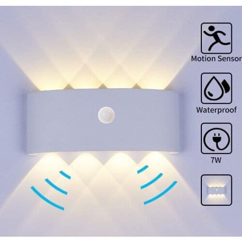 Outdoor waterproof Nordic minimalist living room bedroom bedside lamp stairs basement garage human body induction wall lamp