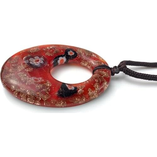 Red Tear Drop Shape Glazed Glass Statement Pendant Necklace- Women Charm Jewelry Necklace for Decoration Fashion