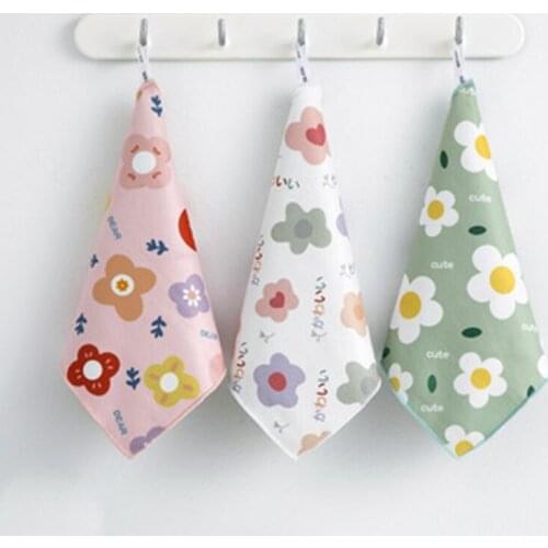 Coral Fleece Hand Towel Printed Absorbent Face Towel Facecloth Saliva Wipes Children Handkerchief 25*25cm HT0177
