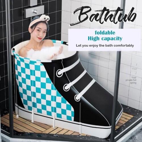 Portable Shoe-shaped Bathtub Folding Bath Bucket Foldable Adult Tub Baby Swimming Pool Insulation Family Bathroom SPA Tub New