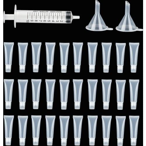 10Pcs 30Pcs 10ml Empty Lip Gloss Tubes Transparent Clear Lip Balm Containers Refillable Lipgloss Tubes DIY Cosmetic Accessories