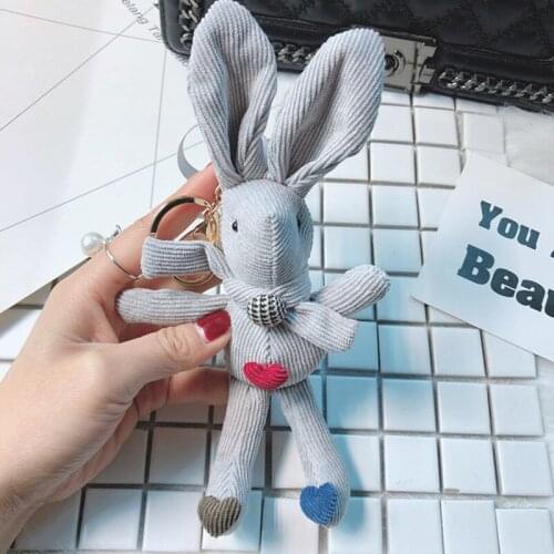On Sale Stuffed Plush Cute Rabbit Keychain Pendant Bunny Animal Car Key Chain Women Bag Accessories Charms Girls Birthday Gift