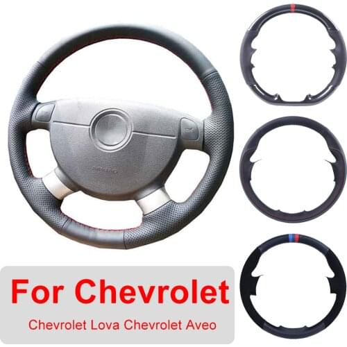 Hand Sewing Customized Car Steering Wheel Cover For Chevrolet Lova 2006-2010 Chevrolet Aveo 2004-2011 Leather Protective Wrap