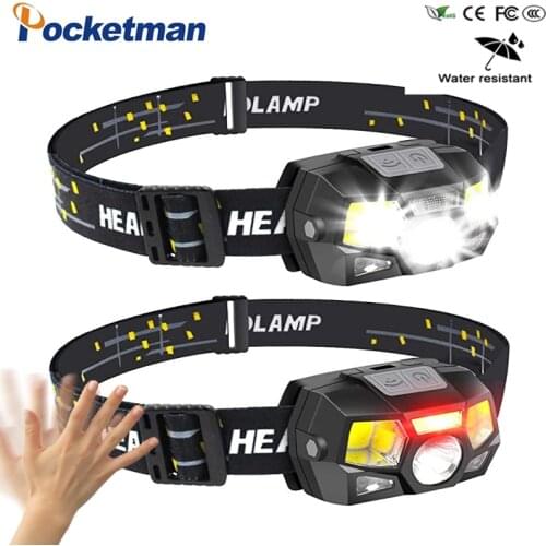 60000 Lumen LED Headlamp XPE+COB Motion Sensor Hard Torch Head Lamp Bright Headlight USB Rechargeable Waterproof Light Lantern