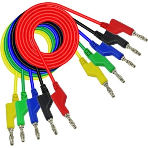 5 Pcs 1M 4mm Stackable Banana to Banana Plugs Copper Test Cable Lead for Multimeter Automotive 5 Colors