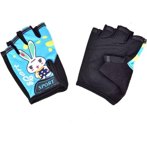 Cute Bike Bicycle Gloves Kids Child Rabbit Outdoor Sports Non Slip Half Finger Gloves breathable materials