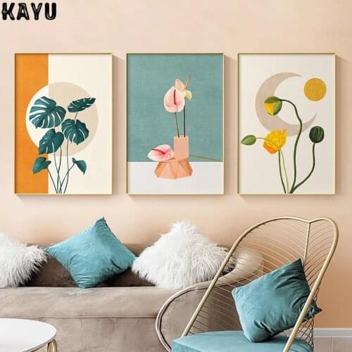 Nordic Canvas Painting Decor Pink White Flower Poster and Print Minimal Wall Art Floral Picture Bedroom Decor Home Decoration