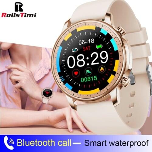Rollstimi Women Smart Watch Full Touch Fitness Tracker IP67 Waterproof Blood Pressure Smart remind Men Business Smart wristband