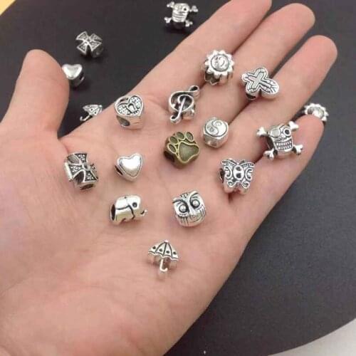 Mix 26pcs Vintage Bead Charms Big Hole Beads European Pendant Fit For DIY Pendants & Bracelet