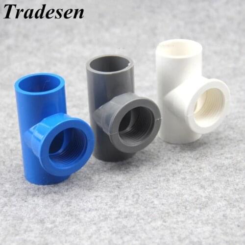 1pcs 20/25/32mm PVC Female Thread TEE Connector Water Pipe Joint Aquarium Parts Garden Irrigation Adapter