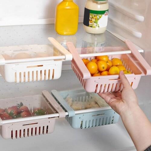 New 2021 Household Space Save Stretchable Fridge Organizer Storage Rack Refrigerator Pull-out Drawers