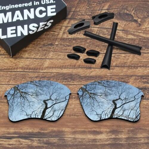 ToughAsNails Resist Seawater Corrosion Silver Polarized Replacement Lenses and Ear Socks & Nose Pads for Oakley Flak Jacket XLJ