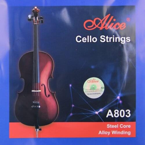 Alice A803 Cello Strings Steel Core Nickel Silver Wound Nickel Plated Ball End Alloy winding Suitable for 4/4 cellos