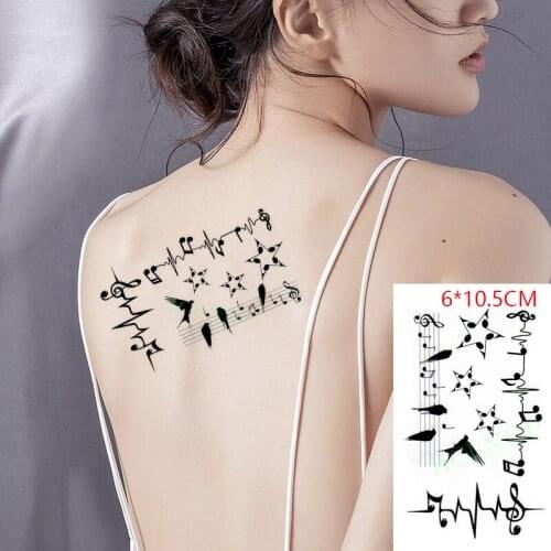 Waterproof Temporary Tattoo Sticker Music Note Star Bird Flash Tatoo Fake Tatto Hand Foot Arm for Men Women Kids