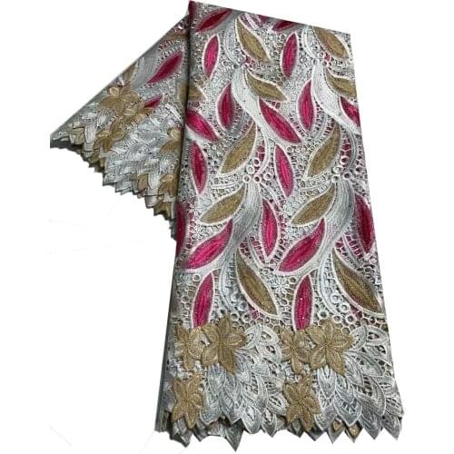 High Quality Embroidered African Guipure milk silk Lace Water Soluble Chemical Lace With Stones Wholesale YLA106