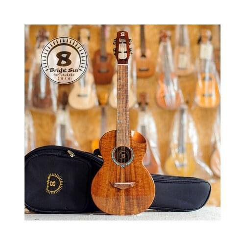Bright Sun 26 inch Tenor Ukulele Solid Acacia Wood BS-21TC With Bag Tuner Capo Belt Strings Picks