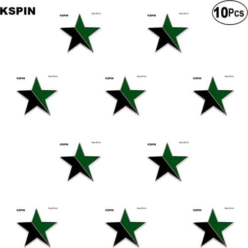 Green-Black Star Lapel Pin Flag badge Brooch Pins Badges 10Pcs a Lot