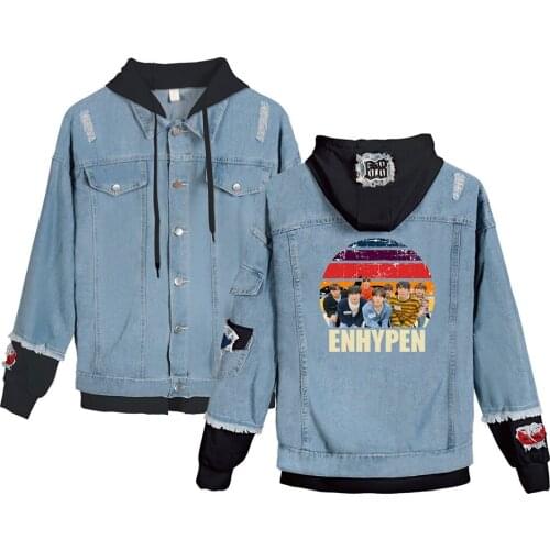 ENHYPEN KPOP 2D Denim Jacket South Side Serpents Streetwear Tops Spring Jean Women Harajuku Denim Clothing Female