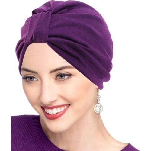 2020 Women Cotton Turban Cap Muslim Headscarf Hat Ladies Chemo Cap Islamic Knot Headwraps Bonnet Femme Musulman Hijab Caps