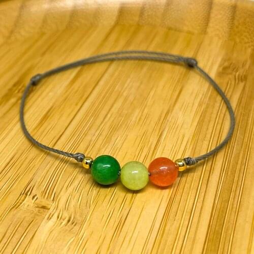 Green Agate Bracelets Women Orange Natural Stones Gold Plated Beads Decoration Handmade Thread Jewelry 2021 Girl Original Gift