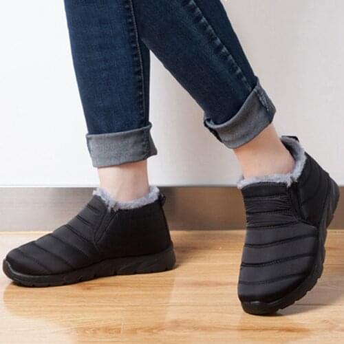 Womens Vulcanized Shoes Waterproof Shoes Vulcanize Comfortable Plush Warm Women Sneakers Slip On Winter Sneakers Women Shoes