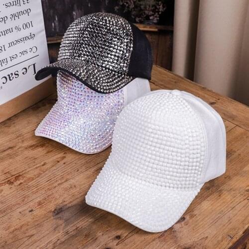 Womens casual rhinestone cotton baseball caps Adult Men Punk hip hop cap Snapbacks hats Gorros Adult Crystal Fitted Sun hats