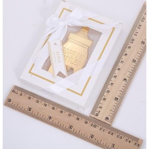 Golden Nurser Bottle Opener Gold Feeding Bottle Beer Openers for baby Guest Souvenirs Bottle Opener 100pcs