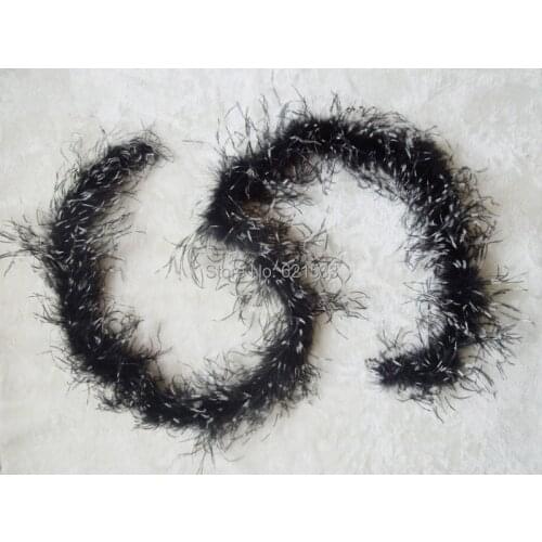 1pc/lot,2 yards Long,Black+White High Quality Ostrich Feather Boa, Ostrich Boa,1 ply ,Costume Fluffy