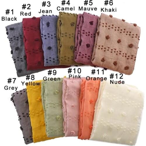 10pcs/lot New Fur Ball Design Women Plain Scarf Soft Muslim Hijab Fashion Head Muffler