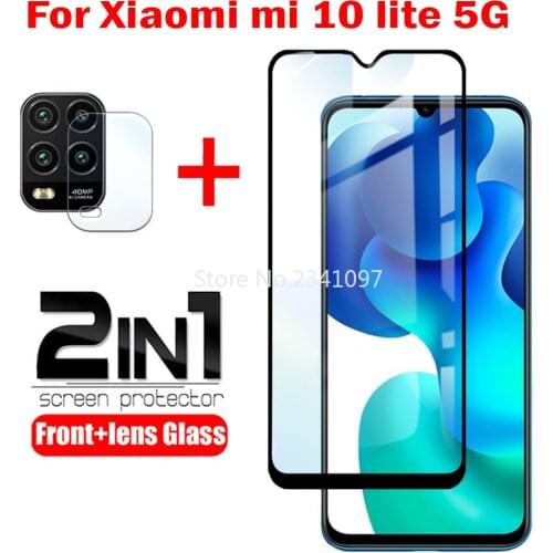 2 IN 1 Tempered Glass for Xiaomi Mi 10 Lite 5G Cover Curved Screen Protector Camera Lens Film for Xiaomi Mi 10 Lite 5G Glass