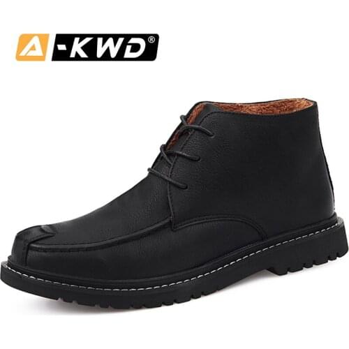 2020 Fashion Casual Men Winter Boots High Top Leather Sneakers Man Wear-Resistent Work Shoes Winterschuhe Herren Men Boots 38-47