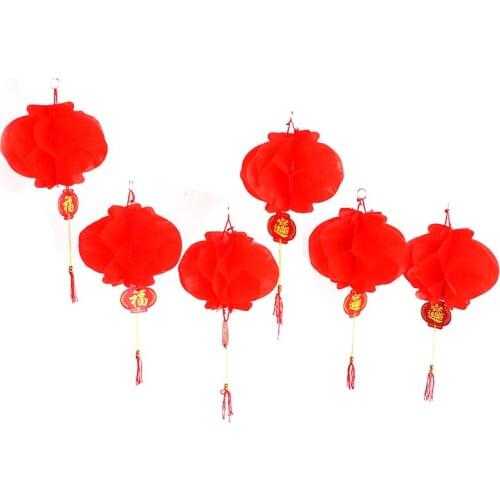 6pcs/lot New Year 2020 Paper Lantern Chinese Festival Red Lantern Pendant Christmas Decorations For Home Ornaments Lanterns