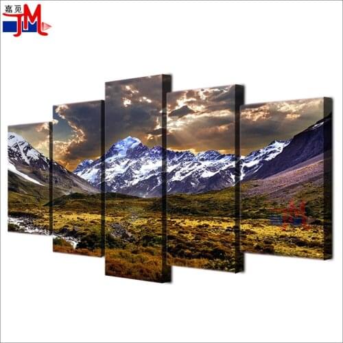 Diamond Embroidery Sky Ice Mountain Grassland Decor 5 Pieces Natural Landscape Diamond Painting Mosaic Cross Stitch Multi-Module
