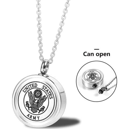 Aroma Jewelry Diffuser Necklace Essential Oil Soldier Pendant Commemorative Urn Ashes Necklace Firefighters Army Police Officer