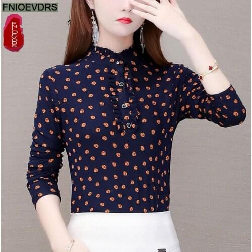 M-5XL 2021 Fall Autumn Women Fashion Elegant Office Lady Vintage Retro Floral Tops Printing Basic Shirts Blouses