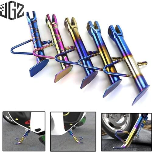 Motorcycle Stainless Steel Side Stand Kickstand Bluing Colorful Universal for Harley Piaggio Honda Hyosung Scooter Accessories