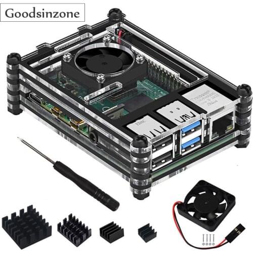 Raspberry Pi 4 Model B Case with Fan Kit + 4PCS Heatsinks for Raspberry Pi 4 Model B (RPI 4 Board Not Included)