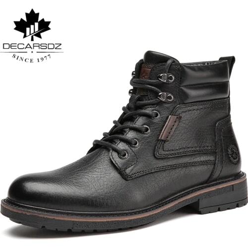 DECARSDZ Men Boots 2021 Fashion Shoes For Men Comfy Man Boots Genuine Cow Leather Mens Shoes High quality Man Shoes Casual Boots