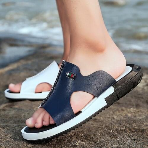 Breathable Footwear Male Outdoor Leisure Shoes New Leather Mens Sneakers Walking Summer Slippers Flip Flop Beach Sandals Shoes