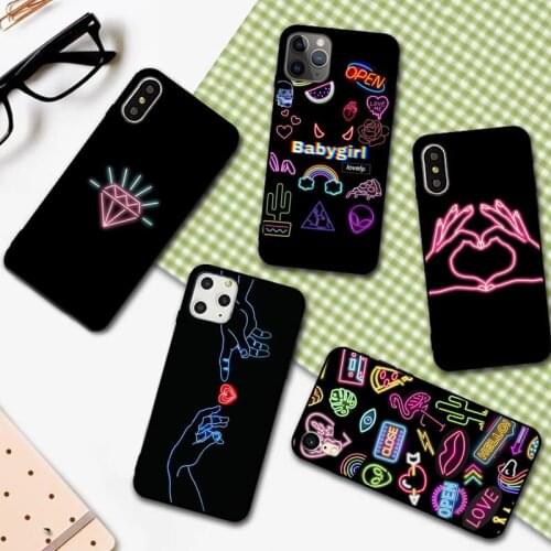 YNDFCNB fluorescent Neon queen rose Phone Case for iPhone 11 12 pro XS MAX 8 7 6 6S Plus X 5S SE 2020 XR cover