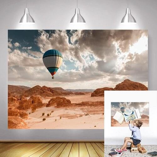 Hot Air Balloon Photography Backdrop for Photo Studio Desert Gobi Natural Scenery Background Wedding Newborn Photocall Props
