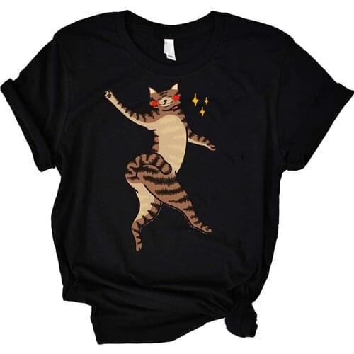 Aesthetic Funny Cat Print T-shirt Women Harajuku Short Sleeve Cute Summer Tee Top for Woman Casual Tshirts Female Loose Shirts