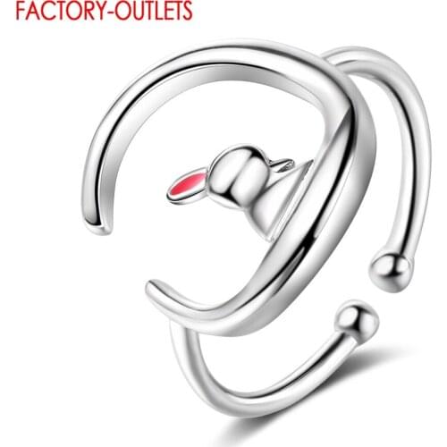 Hot Selling Authentic 925 Sterling Silver Moon And Bunny Finger Ring For Women Sterling Silver Fashion Jewelry Accessory